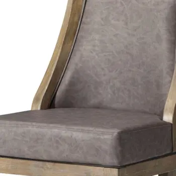 31" Gray and Cool Gray Faux Leather and Solid Wood Bar Height Swivel Bar Chair