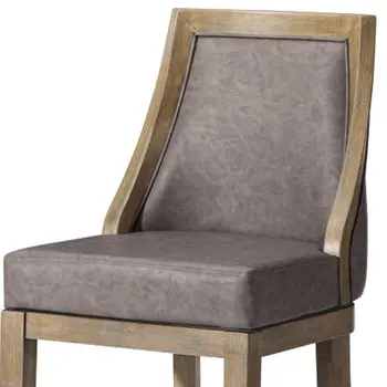 31" Gray and Cool Gray Faux Leather and Solid Wood Bar Height Swivel Bar Chair
