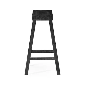 27" Black Solid Wood Backless Counter Height Bar Chair