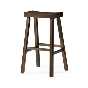 31" Brown Solid Wood Backless Bar Height Bar Chair