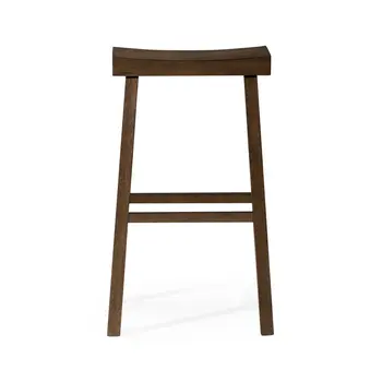 31" Brown Solid Wood Backless Bar Height Bar Chair