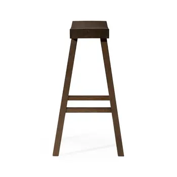 31" Brown Solid Wood Backless Bar Height Bar Chair