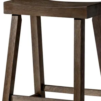 31" Brown Solid Wood Backless Bar Height Bar Chair