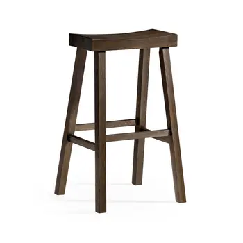 31" Brown Solid Wood Backless Bar Height Bar Chair