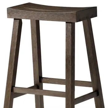 27" Brown Solid Wood Backless Counter Height Bar Chair