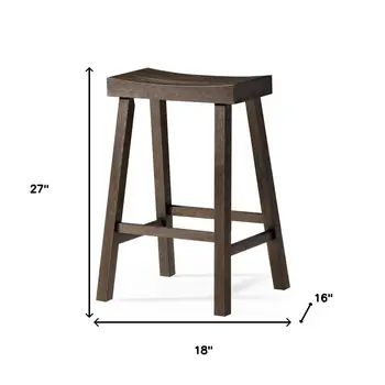 27" Brown Solid Wood Backless Counter Height Bar Chair