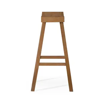 31" Natural Solid Wood Backless Bar Height Bar Chair