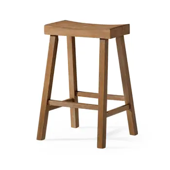 27" Natural Solid Wood Backless Counter Height Bar Chair