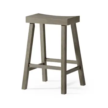 27" Cool Gray Solid Wood Backless Counter Height Bar Chair