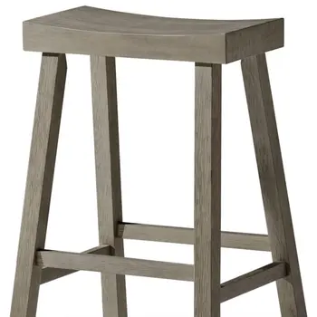 27" Cool Gray Solid Wood Backless Counter Height Bar Chair