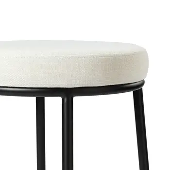 26" White and Black Fabric and Metal Backless Counter Height Bar Chair