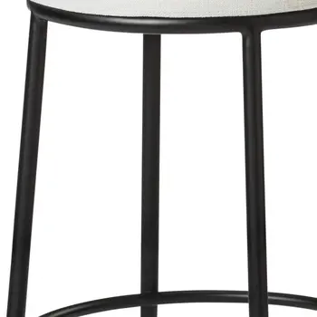 26" White and Black Fabric and Metal Backless Counter Height Bar Chair