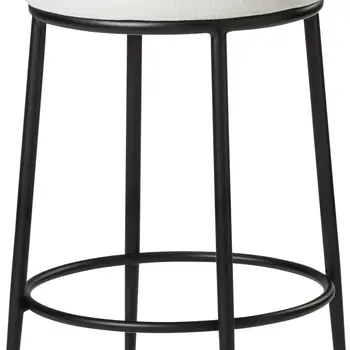 26" White and Black Fabric and Metal Backless Counter Height Bar Chair