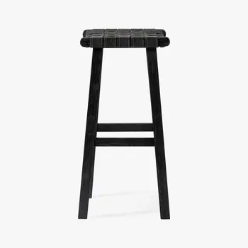 30" Charcoal and Black Faux Leather and Solid Wood Backless Bar Height Bar Chair