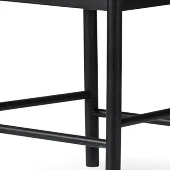 26" White and Black Fabric and Solid Wood Counter Height Bar Chair