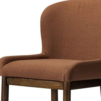 26" Brown Fabric and Solid Wood Counter Height Bar Chair