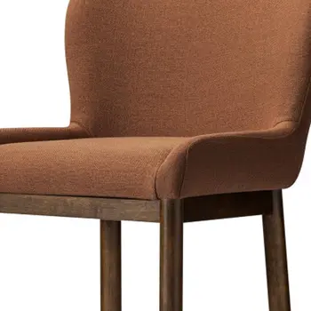 31" Brown Fabric and Solid Wood Bar Height Bar Chair