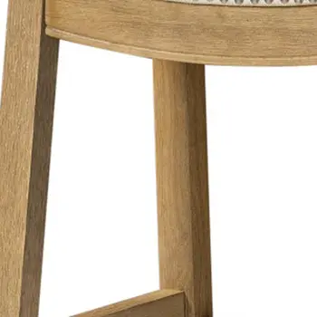 26" Natural Fabric Faux Leather and Solid Wood Backless Counter Height Bar Chair