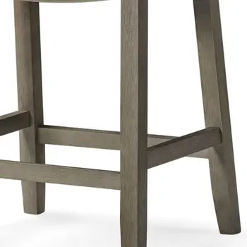 26" Gray and Cool Gray Fabric and Solid Wood Backless Counter Height Bar Chair