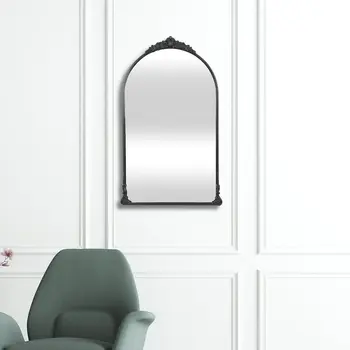 34" Black Metal Arch Accent Mirror