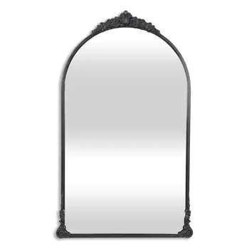 34" Black Metal Arch Accent Mirror