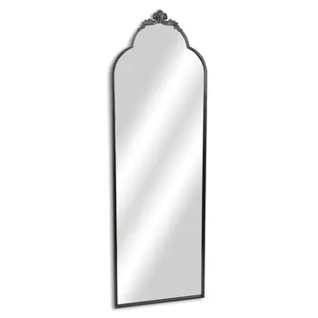 65" Black Metal Arch Full Length Hanging Mirror