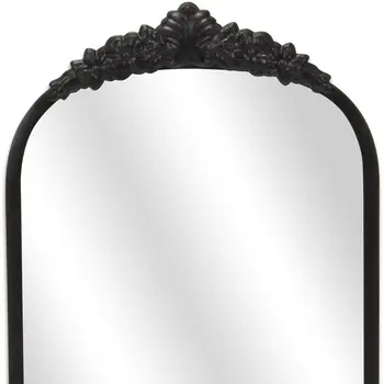 16" Black Metal Arch Accent Mirror
