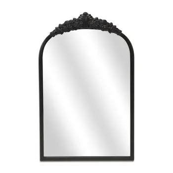 16" Black Metal Arch Accent Mirror