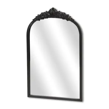 16" Black Metal Arch Accent Mirror