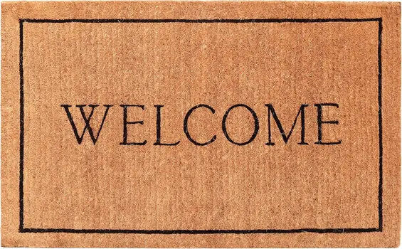 18" X 30" Natural And Black Coir Welcome Outdoor Door Mat
