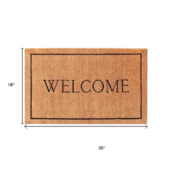 18" X 30" Natural And Black Coir Welcome Outdoor Door Mat
