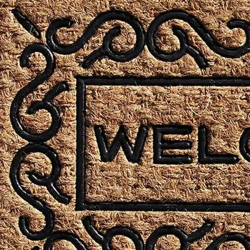 18" X 30" Natural And Black Coir Welcome Outdoor Door Mat