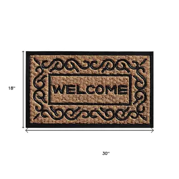 18" X 30" Natural And Black Coir Welcome Outdoor Door Mat
