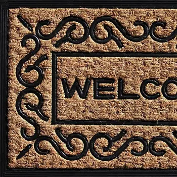 18" X 30" Natural And Black Coir Welcome Outdoor Door Mat