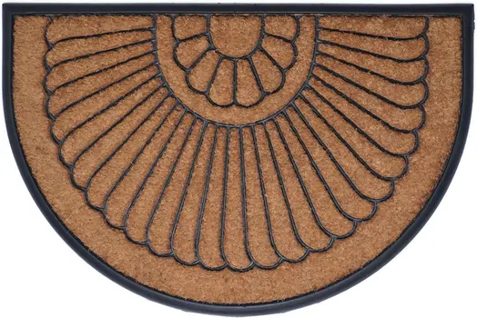 24" X 36" Black And Natural Semi Circle Outdoor Coir And Rubber Door Mat