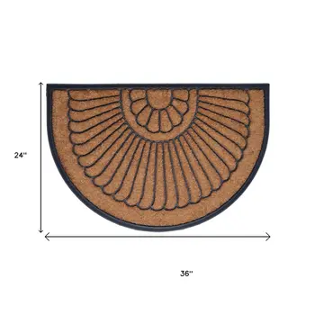 24" X 36" Black And Natural Semi Circle Outdoor Coir And Rubber Door Mat
