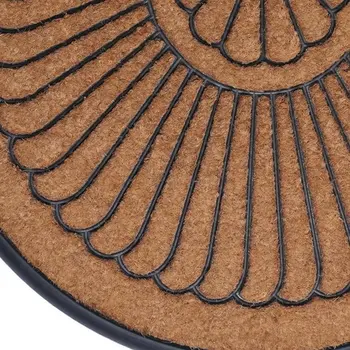 24" X 36" Black And Natural Semi Circle Outdoor Coir And Rubber Door Mat