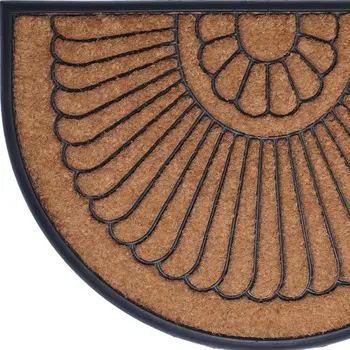 24" X 36" Black And Natural Semi Circle Outdoor Coir And Rubber Door Mat