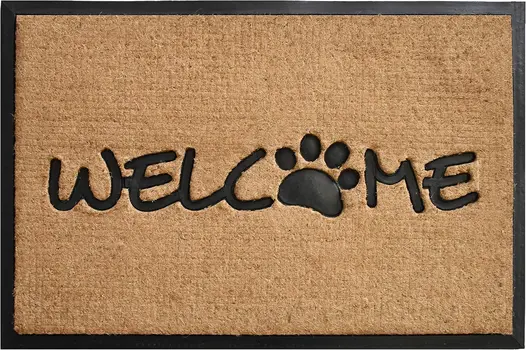 24" X 36" Natural And Black Coir Welcome Outdoor Door Mat