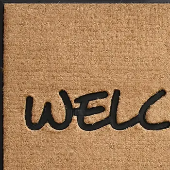 24" X 36" Natural And Black Coir Welcome Outdoor Door Mat