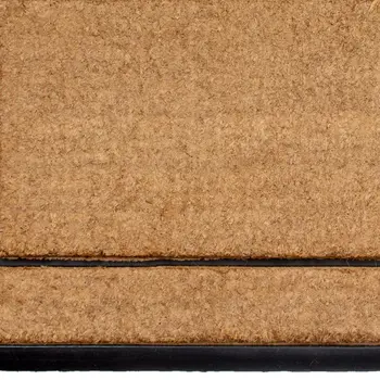 24" X 48" Natural And Black Striped Border Outdoor Coir And Rubber Door Mat