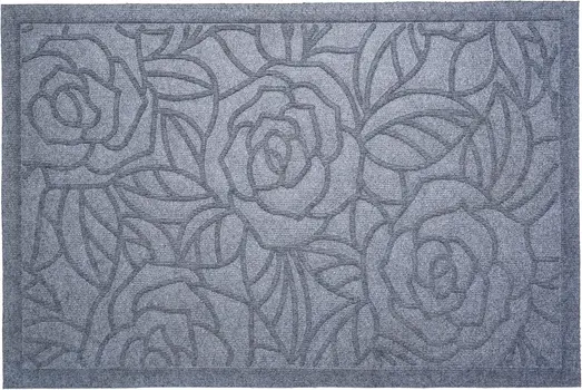 18" X 30" Gray Floral Outdoor Polypropylene Door Mat