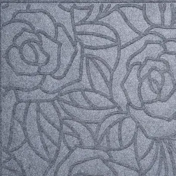 18" X 30" Gray Floral Outdoor Polypropylene Door Mat