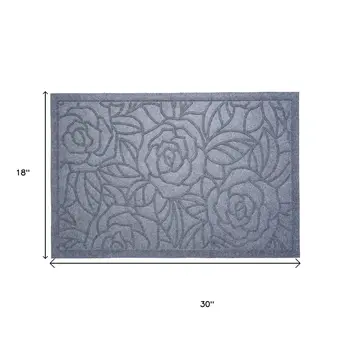 18" X 30" Gray Floral Outdoor Polypropylene Door Mat