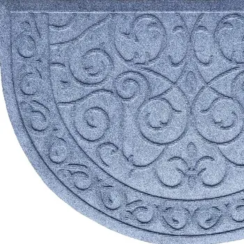 18" X 30" Gray Scrollwork Semi Circle Outdoor Polypropylene Door Mat