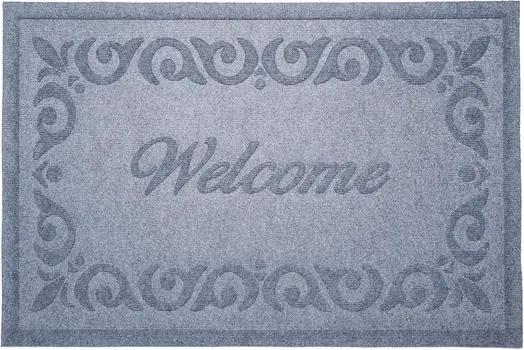 18" X 30" Gray Scrollwork Border Welcome Outdoor Polypropylene Door Mat