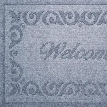 18" X 30" Gray Scrollwork Border Welcome Outdoor Polypropylene Door Mat