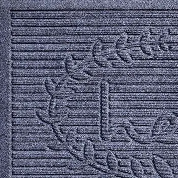 24" X 36" Dark Gray Striped Hello Outdoor Polypropylene  Door Mat