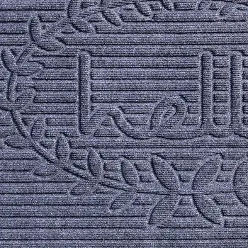 24" X 36" Dark Gray Striped Hello Outdoor Polypropylene  Door Mat