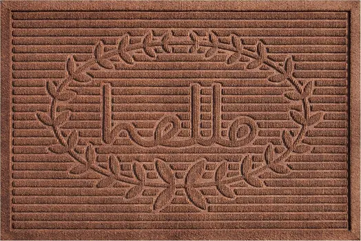 24" X 36" Brown Striped Hello Outdoor Polypropylene Door Mat